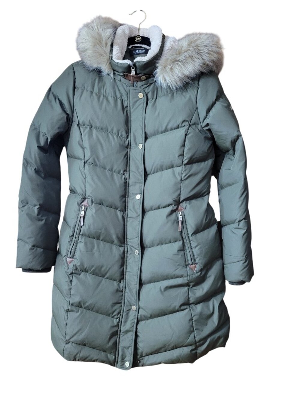 Lauren Ralph Lauren Hooded Down Puffer Jacket Olive Green